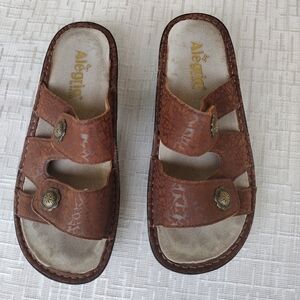 Alegria Womens Violette Leather Slide Sandal Delicut Tawny Size 38